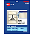 Avery® Pearlized Permanent Labels With Sure Feed®, 94225-PIP100, Rectangle, 1" x 7", Ivory, Pack Of 800 Labels