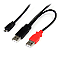 StarTech.com 1 ft USB Y Cable for External Hard Drive - Dual USB A to Micro B - A single USB external hard drive cable that provides power and data 1 thumbnail image