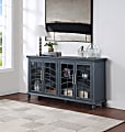 Coast to Coast Shutter 72"W Traditional Credenza With 4 Doors, Gray-Blue