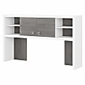 Kathy Ireland Office Echo 60"W Hutch, Pure White/Modern Gray, Standard Delivery