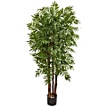 Nearly Natural 5-1/2'H Parlour Artificial Palm Tree, 66"H x 16"W x 13"D, Black/Green 1 thumbnail image