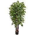 Nearly Natural 5-1/2'H Parlour Artificial Palm Tree, 66"H x 16"W x 13"D, Black/Green