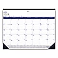 2024-2025 Blueline® DuraGlobe™ 13-Month Academic Desk Pad Calendar, Bamboo Fiber, 17" x 22", July to July, CA177227