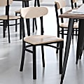 Flash Furniture Wright Commercial-Grade Steel/Wood Dining Accent Chair With Boomerang Back, Natural Birch/Black