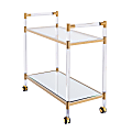 Southern Enterprises Janiston 2-Shelf Acrylic Bar Cart, 32"H x 31-1/2"W x 15-1/2"D, Gold 1 thumbnail image