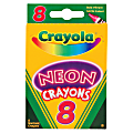 Crayola Neon Crayons - Carnation Pink, Sky Blue, Shamrock, Shocking Pink, Outrageous Orange, Melon, Atomic Tangerine, Laser Lemon - 8 / Box