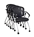 Regency Cadence Mesh Nesting Chairs With Arms, Silver/Black, Pack Of 4 Chairs 1 thumbnail image