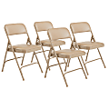 National Public Seating Series 1200 Folding Chairs, Beige, Set Of 4 Chairs