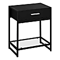 Monarch Specialties Side Accent Table With Glass Shelf, Rectangular, Black