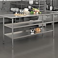 Flash Furniture Stainless Steel Work Table, 34-1/2”H x 72”W x 24”D, Silver