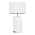 LumiSource Carmen Table Lamp, 24-1/2"H, White Shade/Silver And White Base
