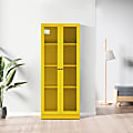 Glamour Home Avice 24"W 4-Shelf Metal Cabinet With Doors, Yellow