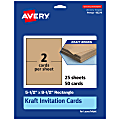 Avery® Printable Invitation Cards, 95279-KMC25, Rectangle, 5.5" x 8.5", Kraft Brown, Pack Of 50 1 thumbnail image