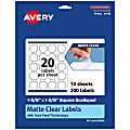 Avery® Permanent Labels With Sure Feed®, 94110-CMF10, Square Scalloped, 1-5/8" x 1-5/8", Matte Clear, Pack Of 200 1 thumbnail image