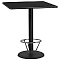 Flash Furniture Square Laminate Table Top With Round Bar Height Table Base And Foot Ring, 43-3/16”H x 36”W x 36”D, Black 1 thumbnail image