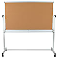 Flash Furniture Reversible Cork Bulletin/Magnetic Dry-Erase Whiteboard, 62 1/2" x 62 1/4", Silver Aluminum Frame