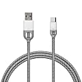 iHome Nylon USB Type-C to Male USB A 2.0 Charge & Sync Cable, 5', White, IH-CT3000W