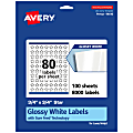 Avery® Glossy Permanent Labels With Sure Feed®, 94610-WGP100, Star, 3/4" x 3/4", White, Pack Of 8,000 1 thumbnail image