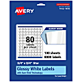 Avery® Glossy Permanent Labels With Sure Feed®, 94610-WGP100, Star, 3/4" x 3/4", White, Pack Of 8,000