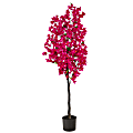 Nearly Natural Bougainvillea 60”H Artificial Tree With Planter, 60”H x 28”W x 9”D, Pink/Black 1 thumbnail image