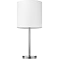 Lorell® Linen Shade LED Lamp, Table, White/Silver