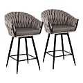 LumiSource Braided Matisse Contemporary Counter Stools, Black/Gray, Set Of 2 Stools 1 thumbnail image