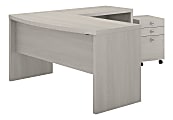 kathy ireland® Office by Bush Business Furniture Echo L Shaped Bow Front Desk With Mobile File Cabinet, Gray Sand, Standard Delivery