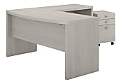 kathy ireland® Office by Bush Business Furniture Echo L Shaped Bow Front Desk With Mobile File Cabinet, Gray Sand, Standard Delivery 1 thumbnail image