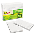Redi-Tag® Sugar Cane Self-Stick Lined Notes, 4” x 6”, White, 90 Sheets Per Pad, Pack Of 12 Pads