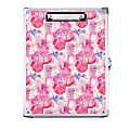 Vaultz Patterned Locking Storage Clipboard, 2-5/16" x 10", Pink Floral