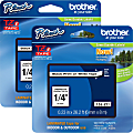 Brother® P-touch TZe Laminated Tape Cartridges, 1/4"W x 26'L , Rectangle, White, 2 Per Bundle 1 thumbnail image