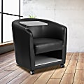 Flash Furniture LeatherSoft™ Faux Leather Tablet-Arm Barrel-Back Guest Chair, Black/Gray 1 thumbnail image