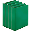 Business Source Basic Round Ring Binders, 1 1/2" Ring, 8 1/2" x 11", Green, Pack Of 4