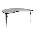 Flash Furniture High-Pressure Laminate Kidney Activity Table With Height-Adjustable Legs, 30-1/4"H x 48"W x 72"D, Gray 1 thumbnail image