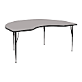 Flash Furniture High-Pressure Laminate Kidney Activity Table With Height-Adjustable Legs, 30-1/4"H x 48"W x 72"D, Gray