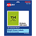 Avery® Print-To-The-Edge Labels With Sure Feed® Technology And Easy Peel® Label Feature, 94503-BGP20, Round, 1/2", Matte Bright Green, Pack of 3080 1 thumbnail image
