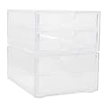 Martha Stewart Brody Plastic Stackable Office Desktop Organizer Boxes With 2 Drawers, 3-1/2"H x 6"W x 7-1/2"D, Clear, Pack Of 2 Boxes 1 thumbnail image