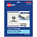 Avery® Print-To-The-Edge Price Tags With Sure Feed® Technology, 1-1/2"x3" Rectangle, Matte Ivory, Pack Of 100, 95382MIT10 1 thumbnail image