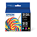 Epson® 212XL Black/212 Claria® Cyan; Magenta; Yellow High-Yield Ink Cartridges, Pack Of 4