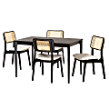 Baxton Studio Dannon 5-Piece Dining Set, 29-1/2”H x 47-1/4”W x 29-15/16”D, Cream/Black/Light Brown