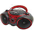 JENSEN 3W RMS CD-490 Portable Stereo CD Player With AM/FM Radio, 5-13/16”H x 9-1/8”W x 8-1/4”D, Black/Red 1 thumbnail image
