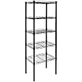Mount-It! Stainless-Steel Adjustable Shelving Unit, 5-Tiers, 48-1/2"H x 16-1/2"W x 12"D, Black