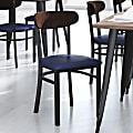 Flash Furniture Wright Commercial Grade Dining Chair, Walnut/Blue 1 thumbnail image