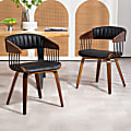 Glamour Home Beaumont Faux Leather Dining Accent Chair, Black/Brown 1 thumbnail image