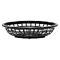 Tablecraft Oval Plastic Side Order Baskets, Black, Pack Of 12 Baskets