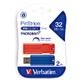 Verbatim® PinStripe USB 3.2 Gen 1 Flash Drives, 32GB, Blue/Red, 2 Pack, 70056 1 thumbnail image
