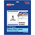 Avery® Glossy Permanent Labels With Sure Feed®, 94108-CGF50, Square, 8" x 8", Clear, Pack Of 50