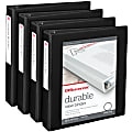 Office Depot® Brand Durable View 3-Ring Binder, 1 1/2" Round Rings, Black, Pack Of 4 1 thumbnail image