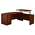 Bush Business Furniture Components Elite 72"W 3 Position Sit to Stand Bow Front L Shaped Desk with 3 Drawer File Cabinet, Hansen Cherry, Standard Delivery