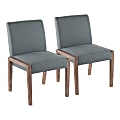 LumiSource Carmen Contemporary Dining Chairs, White Washed/Teal Fabric, Set Of 2 Chairs
